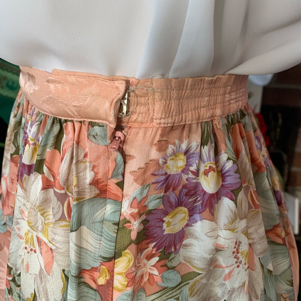 Vintage 70s Silk Secretary Midi Skirt - Picture 5 of 8